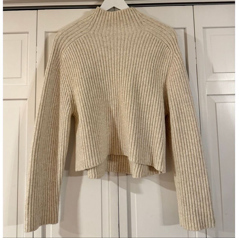 H&M cream ribbed high neck sweater size xs Cabin Core - Picture 3 of 10